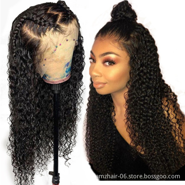 Raw Brazilian Virgin Kinky Curly Human Hair Hd Full Lace Front Wig For Black Women Wholesale Cheap Transparent Lace Frontal Wig